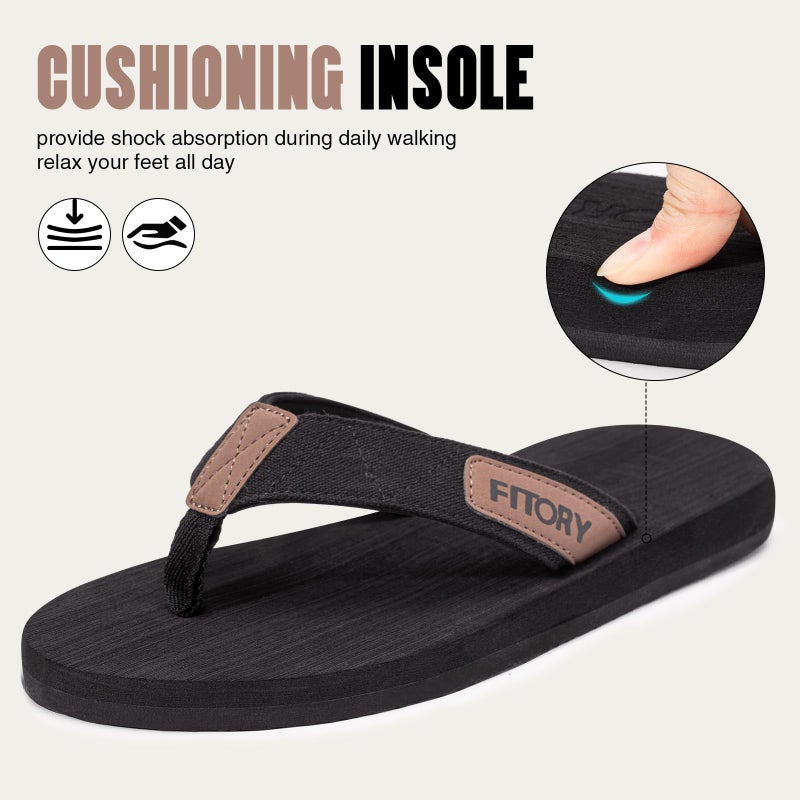 FITORY Men's Flip-Flops, Thongs Sandals Comfort Slippers for Beach Black Size 11 - Image 2